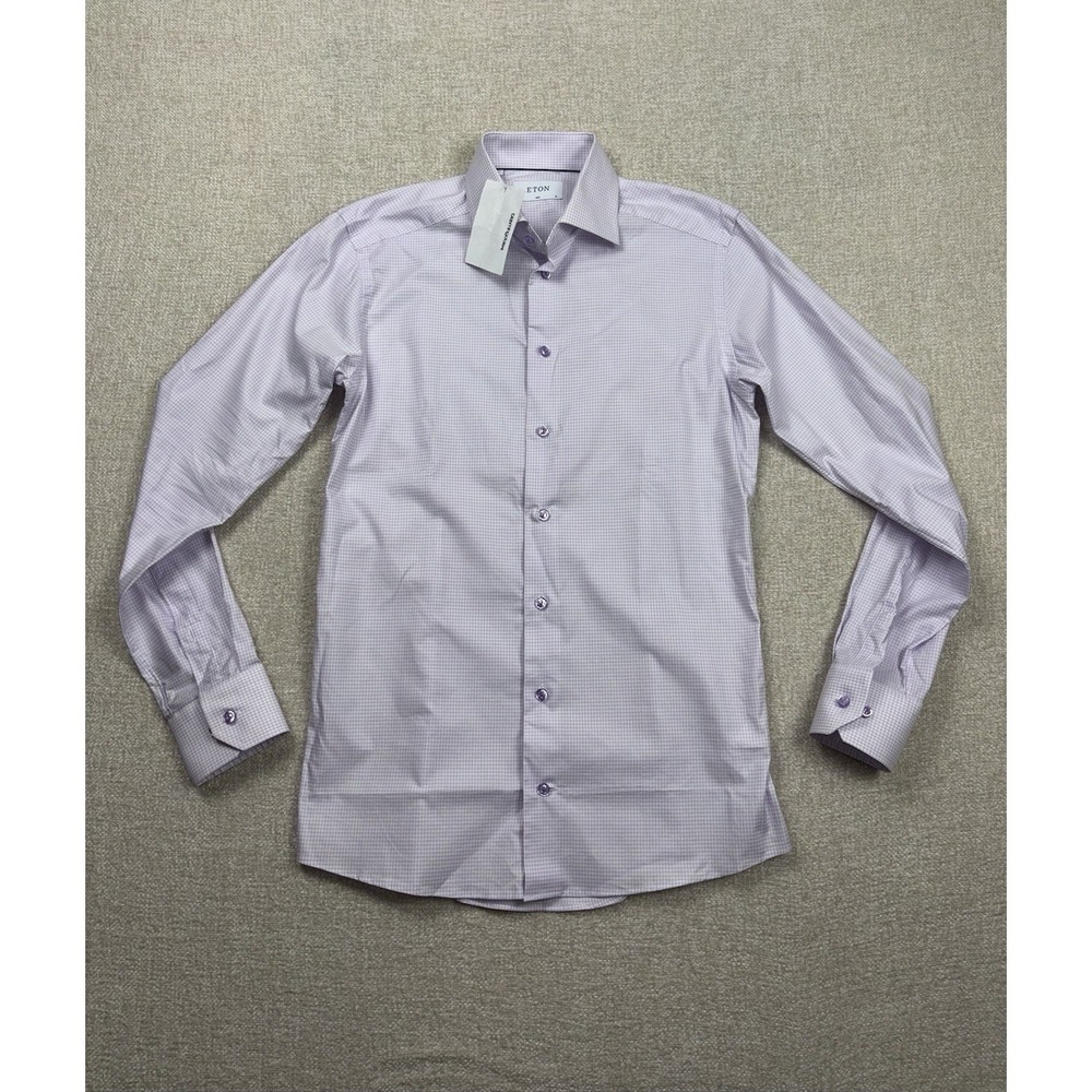 Eton Mens Long Sleeve Button Up‎ Dress Shirt Size 15 Us Light Purple